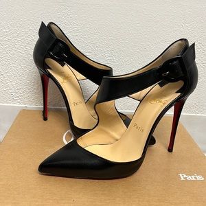 Christian Louboutin Black Nappa Shiny Sharpeta High Heel Pump Size 38